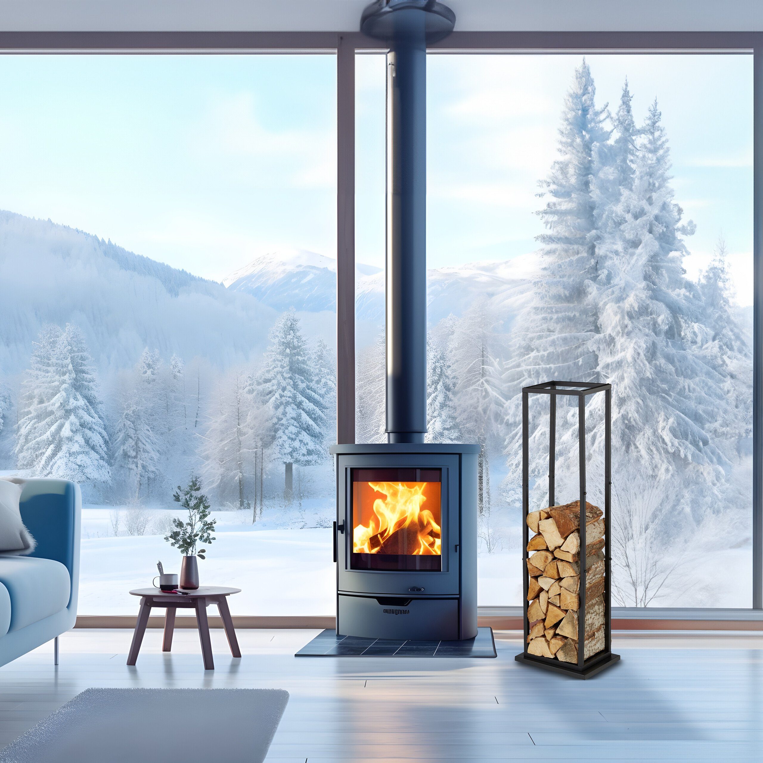 relaxdays Kaminholzregal Hohes Kaminholzregal aus Metall, BxTxH:35x35x121 cm