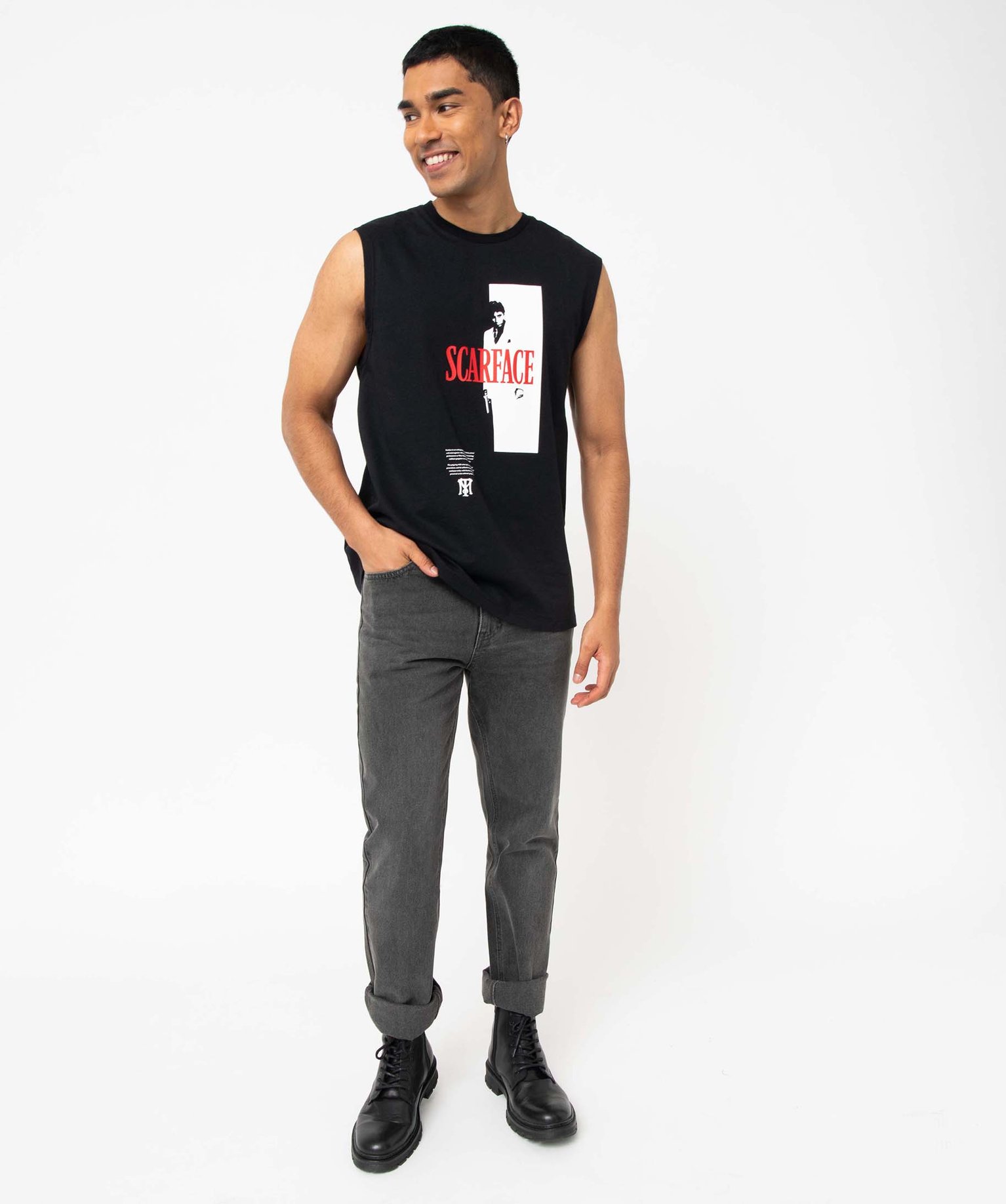 Débardeur homme imprimé Scarface noir | GEMO