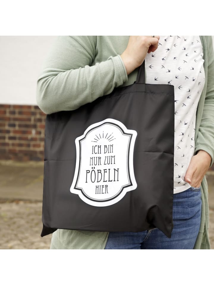 Geda Labels Tasche Ich bin nur zum Pöbeln hier in Schwarz - 40x40 günstig kaufen onesize