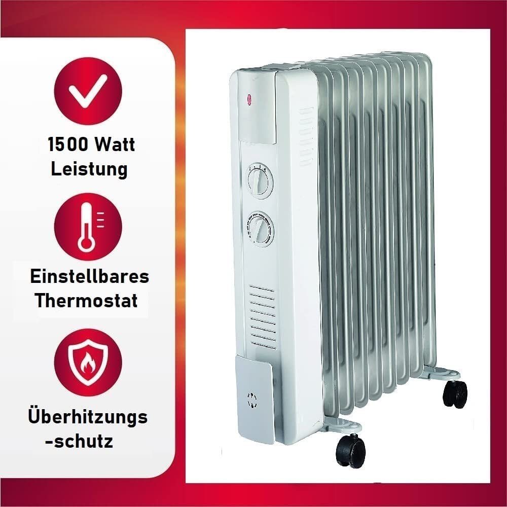 JUNG Ölradiator YPSOS WIN15 elektrische Heizung mobile Elektroheizung Ölradiator, 1500 W, Heizung Elektro Energiesparend, Ölradiatoren, Ölheizung, Heizgerät