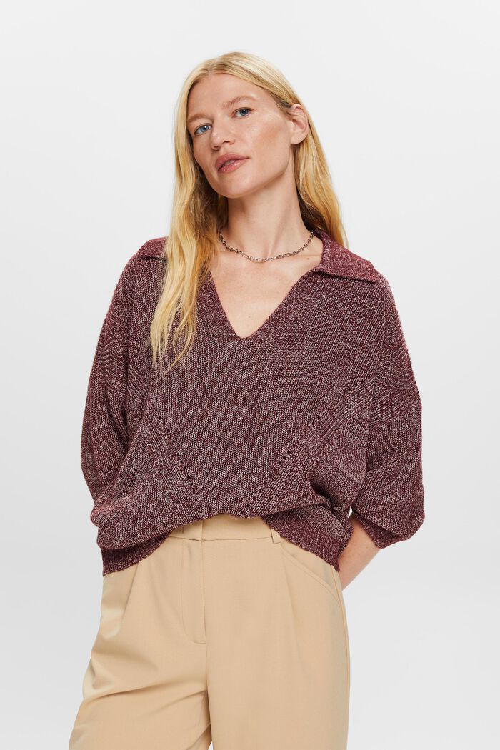 Pullover mit Polokragen, Baumwollmix
