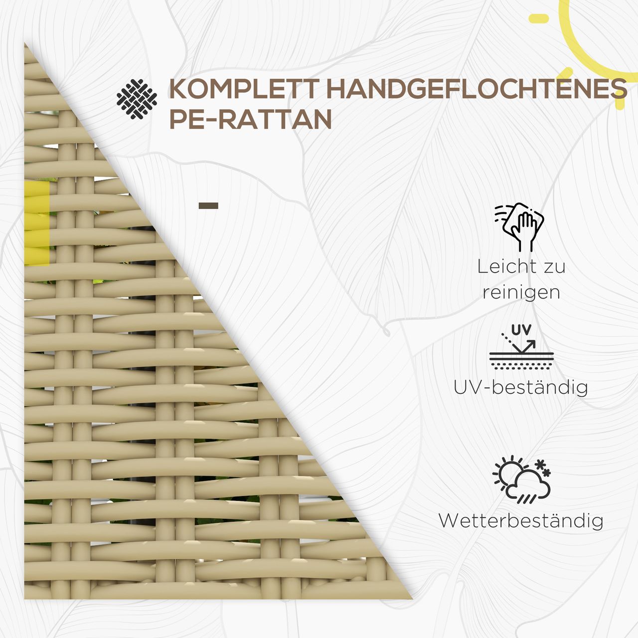 Outsunny Polyrattan Sitzbank 2-Sitzer Gartenbank Rattanbank für Balkon, Khaki
