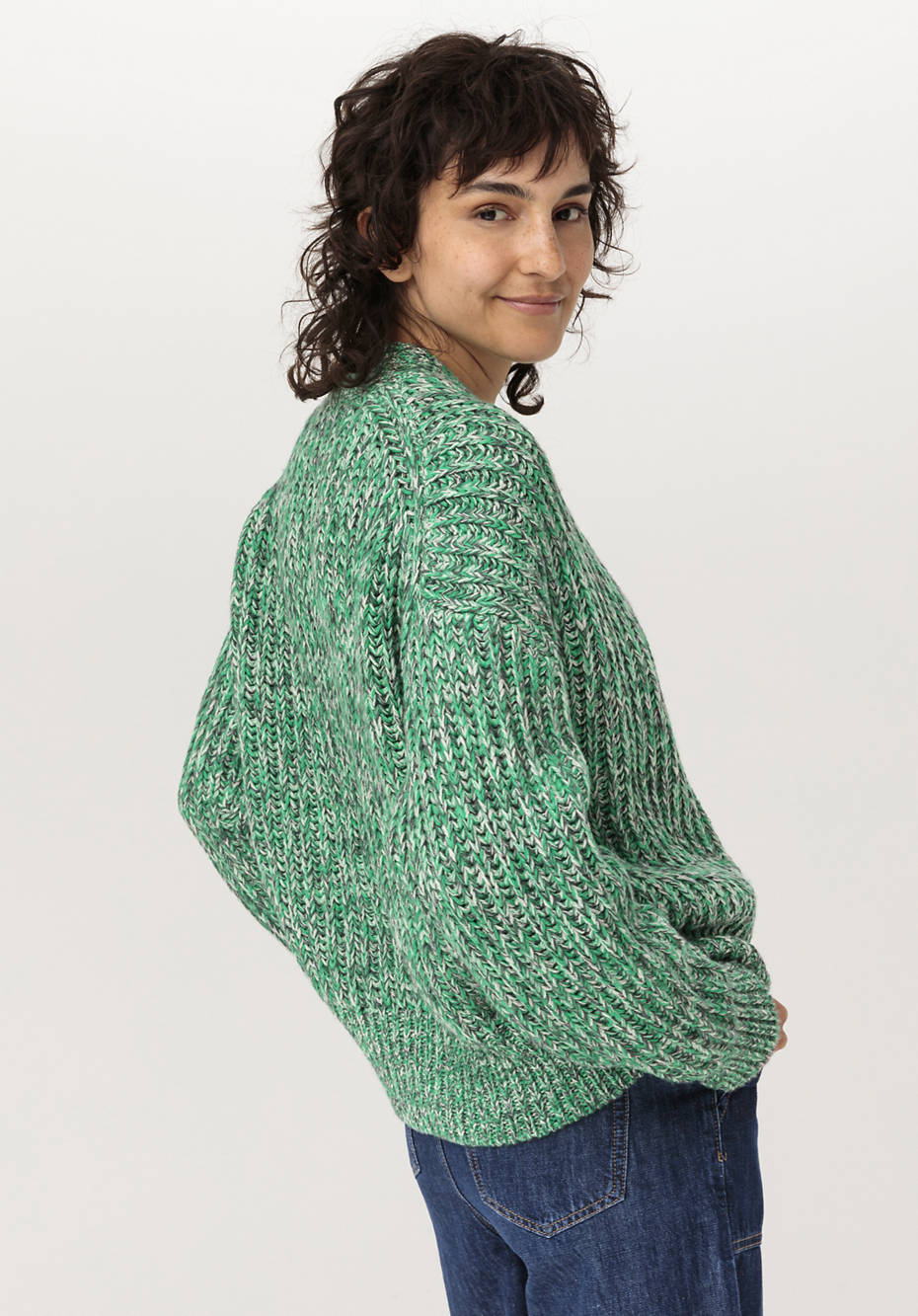 Cardigan aus Bio-Baumwolle und Bio-Schurwolle mit Alpaka