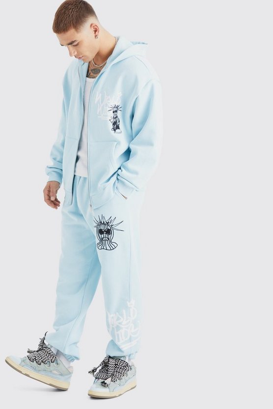 Oversize Hoodie mit Reißverschluss und Oversize Jogginghose