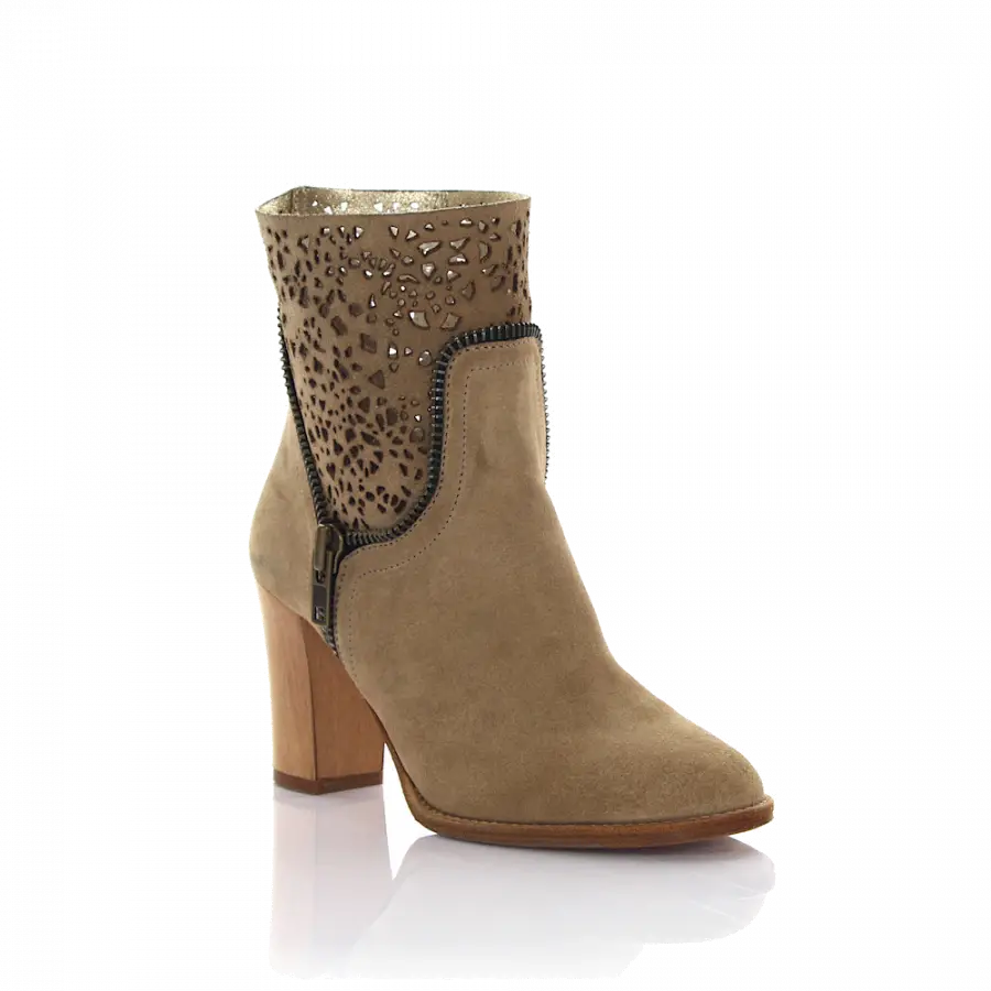 Rossano Bisconti - Stiefeletten Veloursleder Zierreißverschluss grau - grau