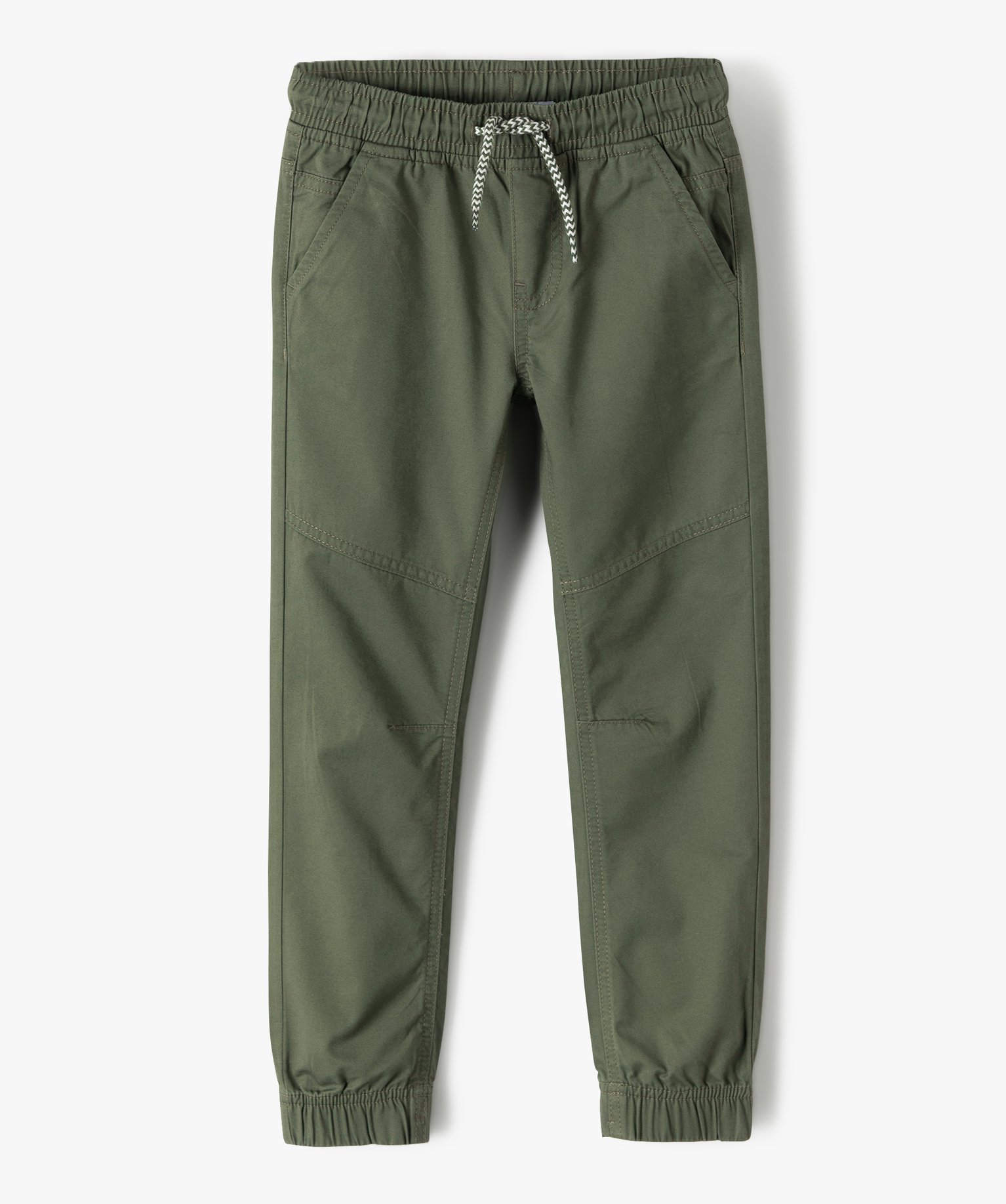Pantalon Garçon en toile avec taille et chevilles élastiqu... kaki | GEMO