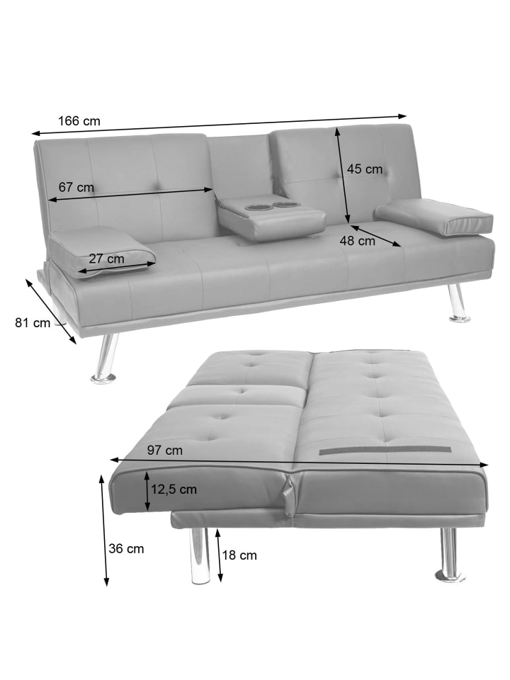 MCW 3er-Sofa F60 mit Tassenhalter, Textil, hellgrau günstig kaufen onesize