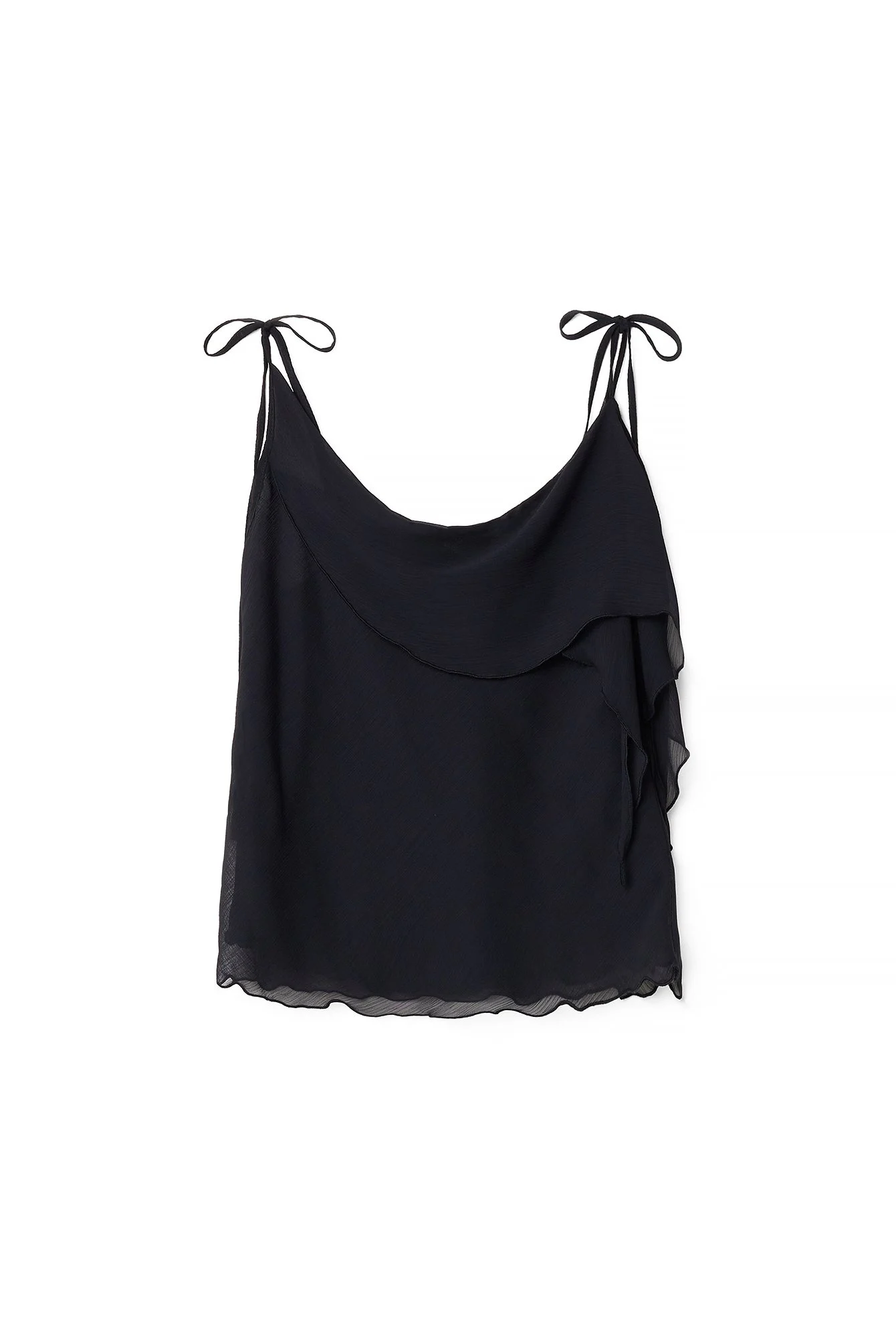 Chiffon-Oberteil mit Rüschen und Schnürung