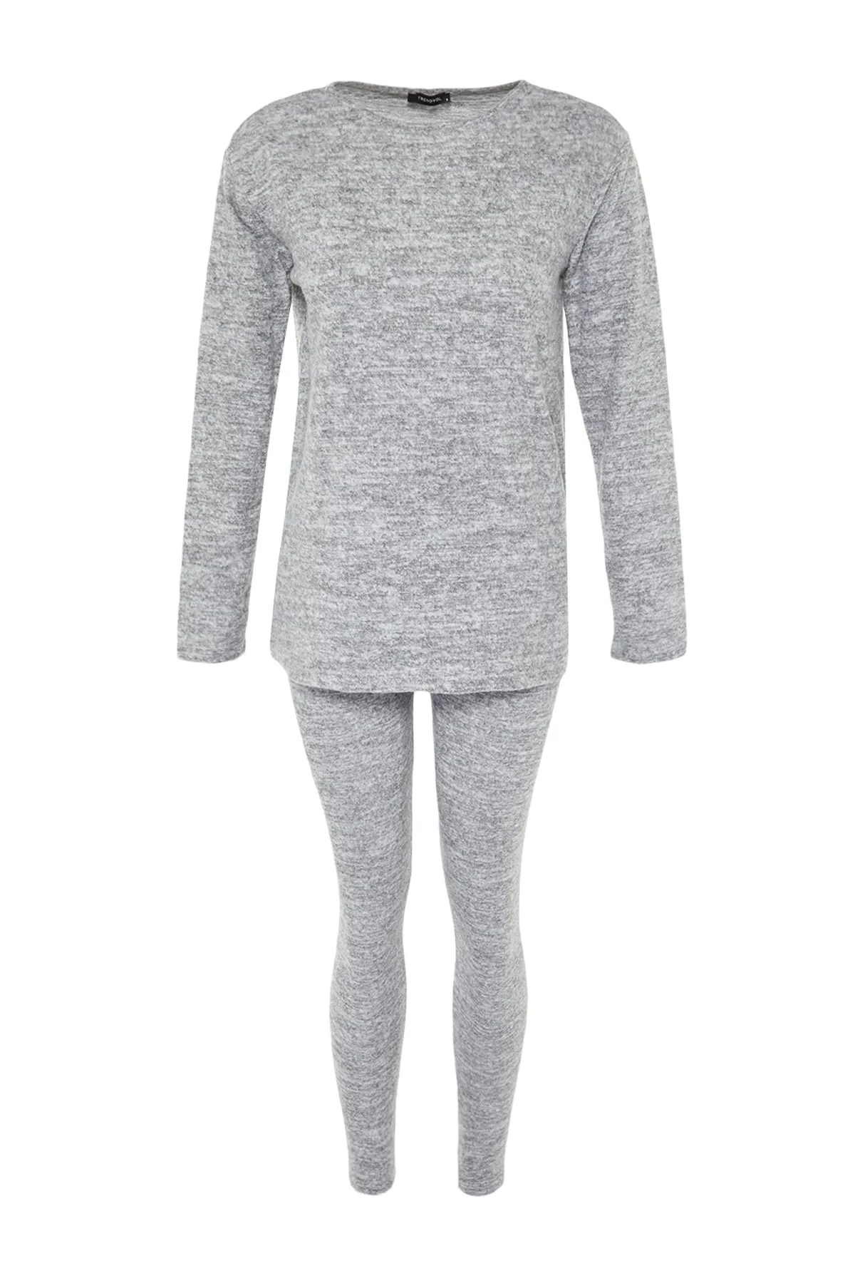 Trendyol Collection  Graues weiches Pyjama-Set THMAW21PT0567