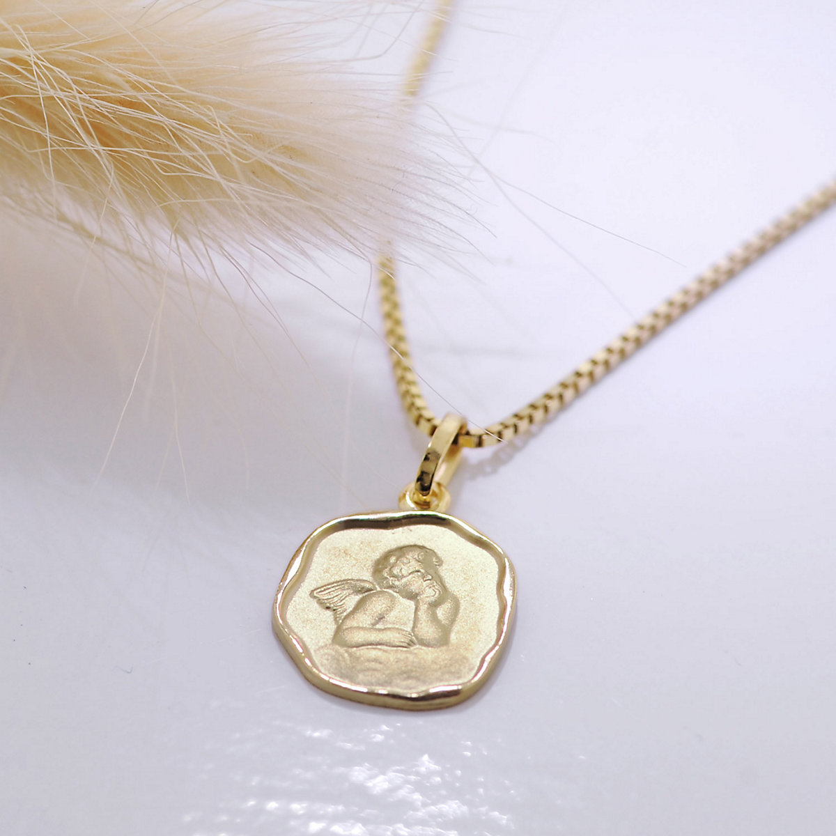 Kinder-Halskette mit Schutzengel 333/8K Gold Halsketten