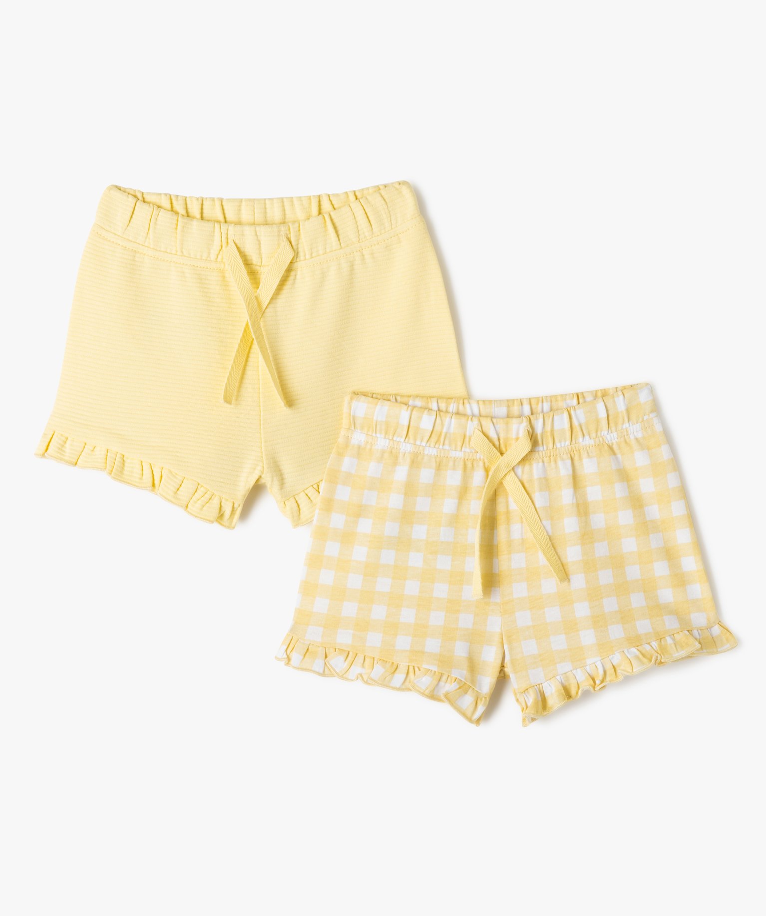 Short en coton avec volants bébé fille (lot de 2) jaune | GEMO