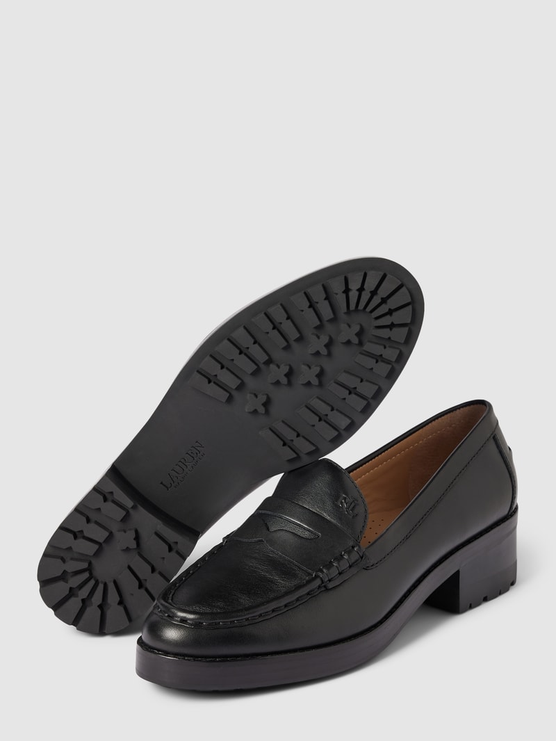 Penny-Loafer aus Leder mit Label-Detail Modell 'WREN' in schwarz