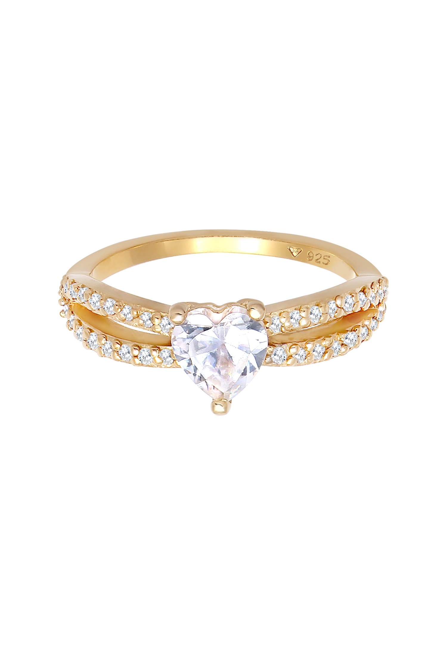 Elli Damen-Solitär-Verlobungsring mit Zirkonia-Kristallen in 925er Sterlingsilber