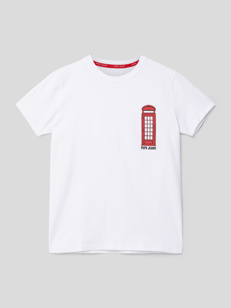 T-Shirt mit Motiv-Print Modell 'BULCANO' in weiß