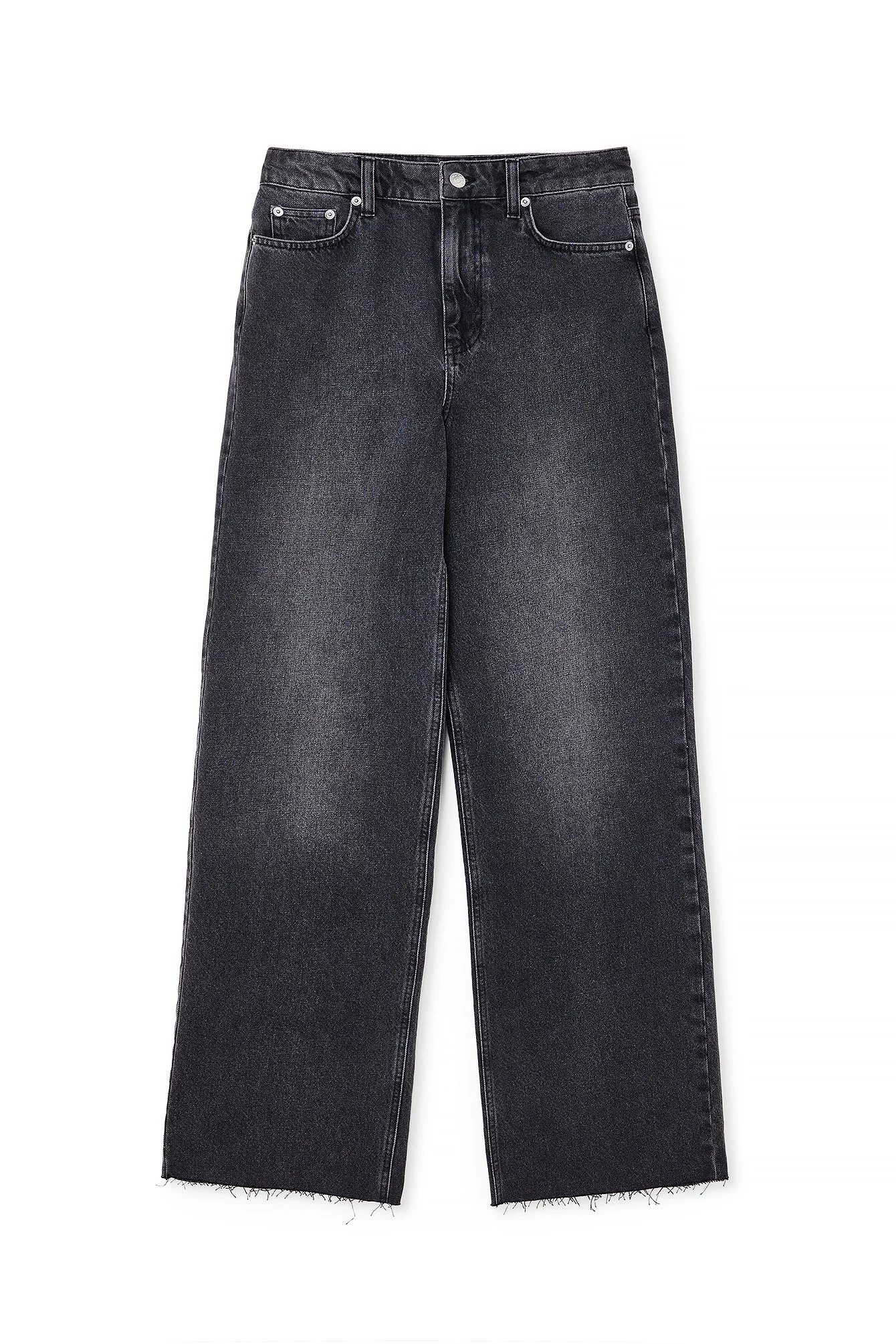 Gerade Jeans mit hoher Taille und Detail am Rücken
