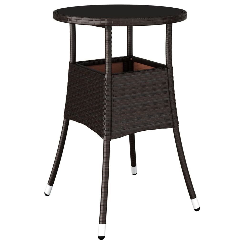 vidaXL Gartentisch Gartentisch Ø60x75 cm Hartglas und Poly Rattan Braun (1-St)