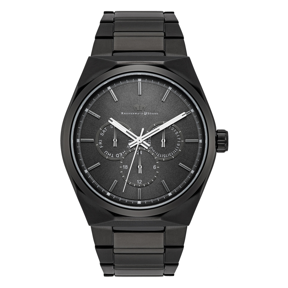 Rhodenwald & Söhne Multifonctions Cooledge en Acier inoxydable en Noir Montre