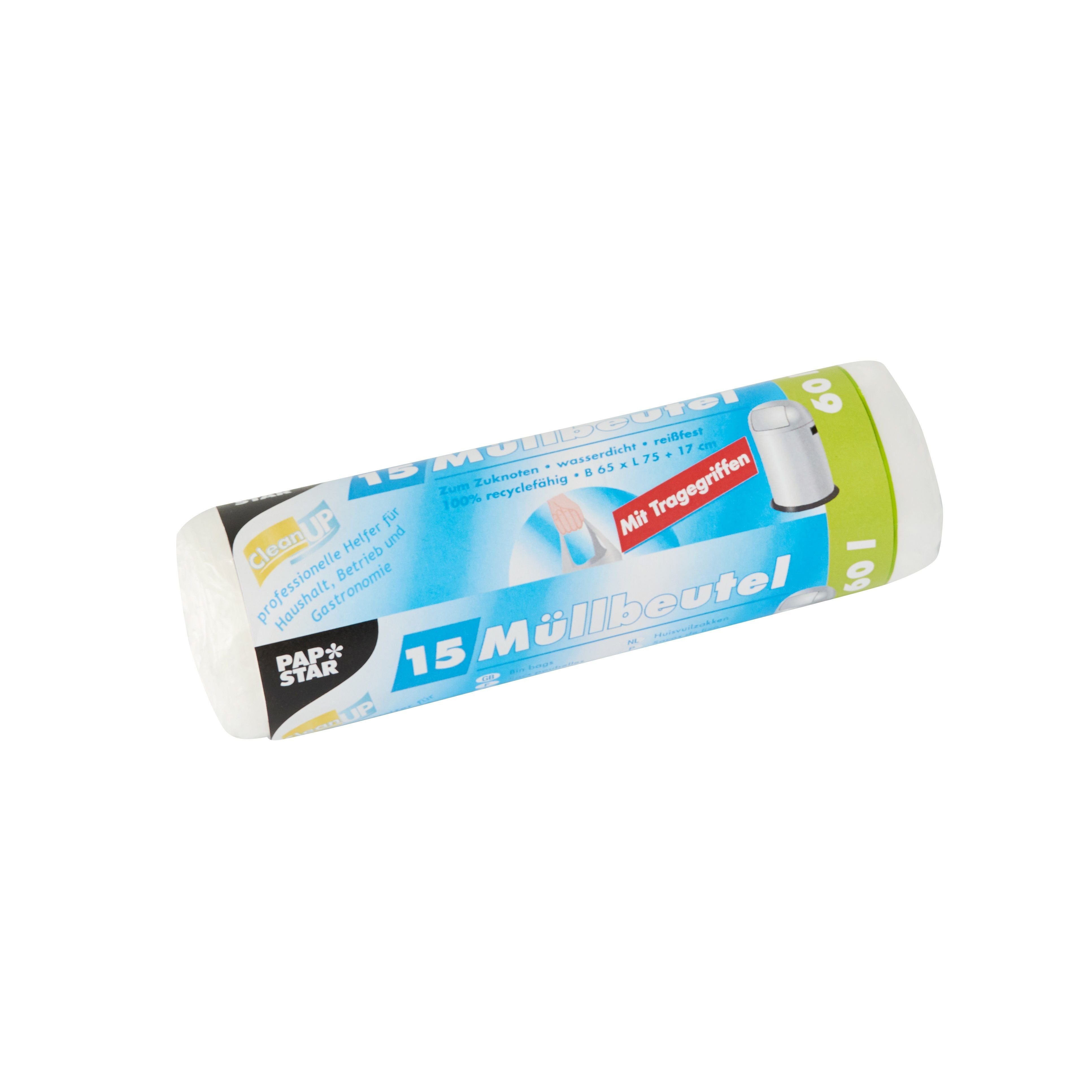 PAPSTAR PAPSTAR Mülleimerbeutel HDPE, 60 Liter, transparent Monitor-Halterung