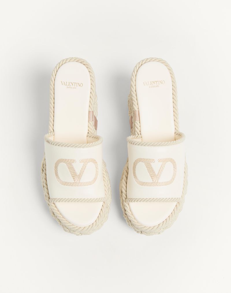 VLogo Torchon Wedge Slide in Nappa leer 100mm