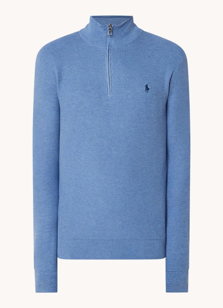 Ralph Lauren Fine-knit pullover with half zip and logo embroidery