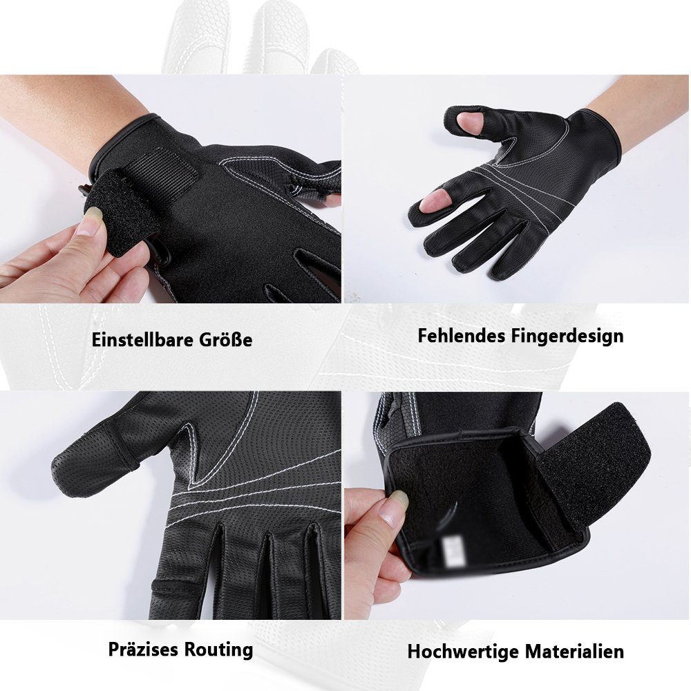 Fokelyi Angelhandschuhe Angelhandschuhe,Winter-Angel-2-Finger-Flip-Handschuhe,L