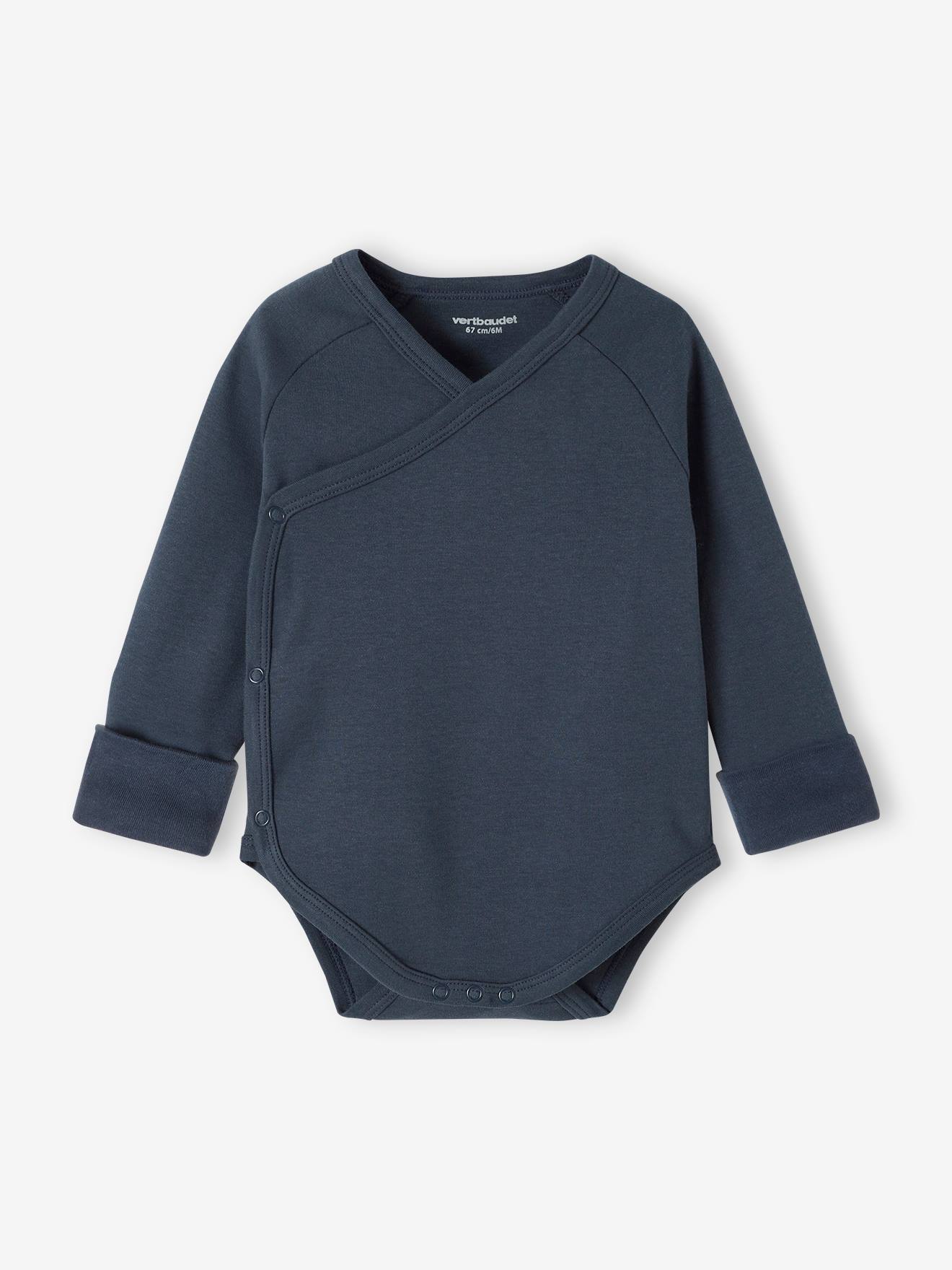 Lot de 5 bodies bébé évolutif ouverture naissance bleu grisé
