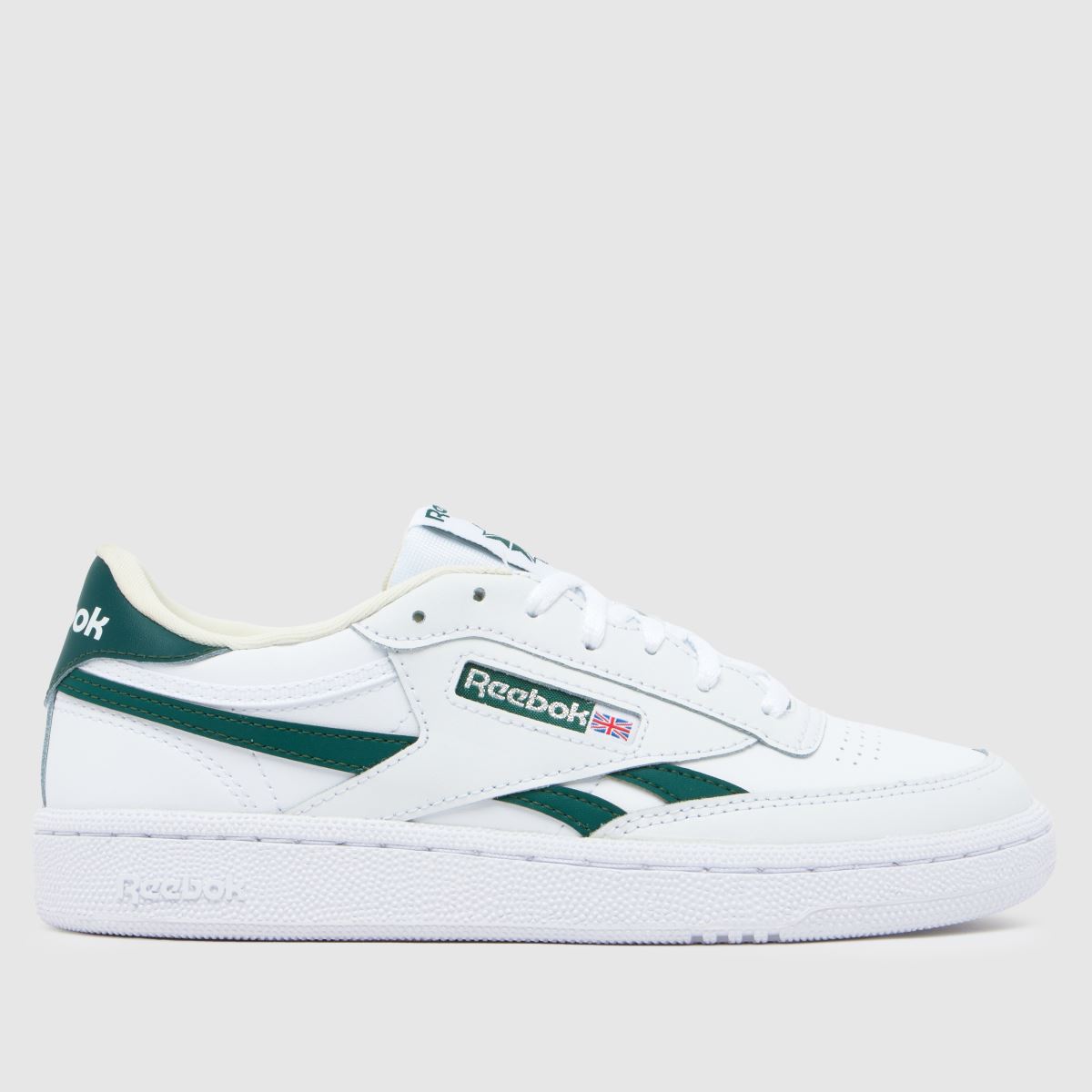 Reebok vita & gröna Club C Revenge ungdomsskor