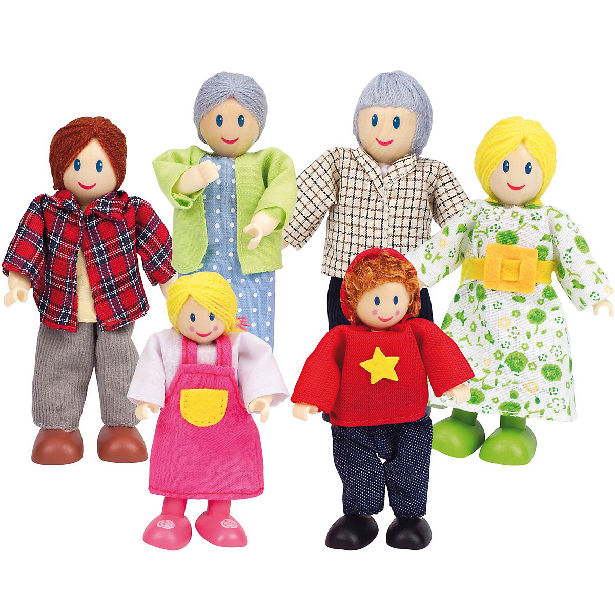 Puppenhauszubehör Holzbiegepuppen Familie