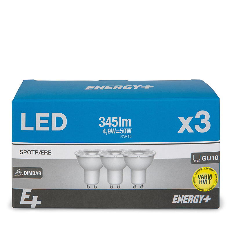 Energy Spotpære LED 345 lm 3-pk Dimbar, GU10