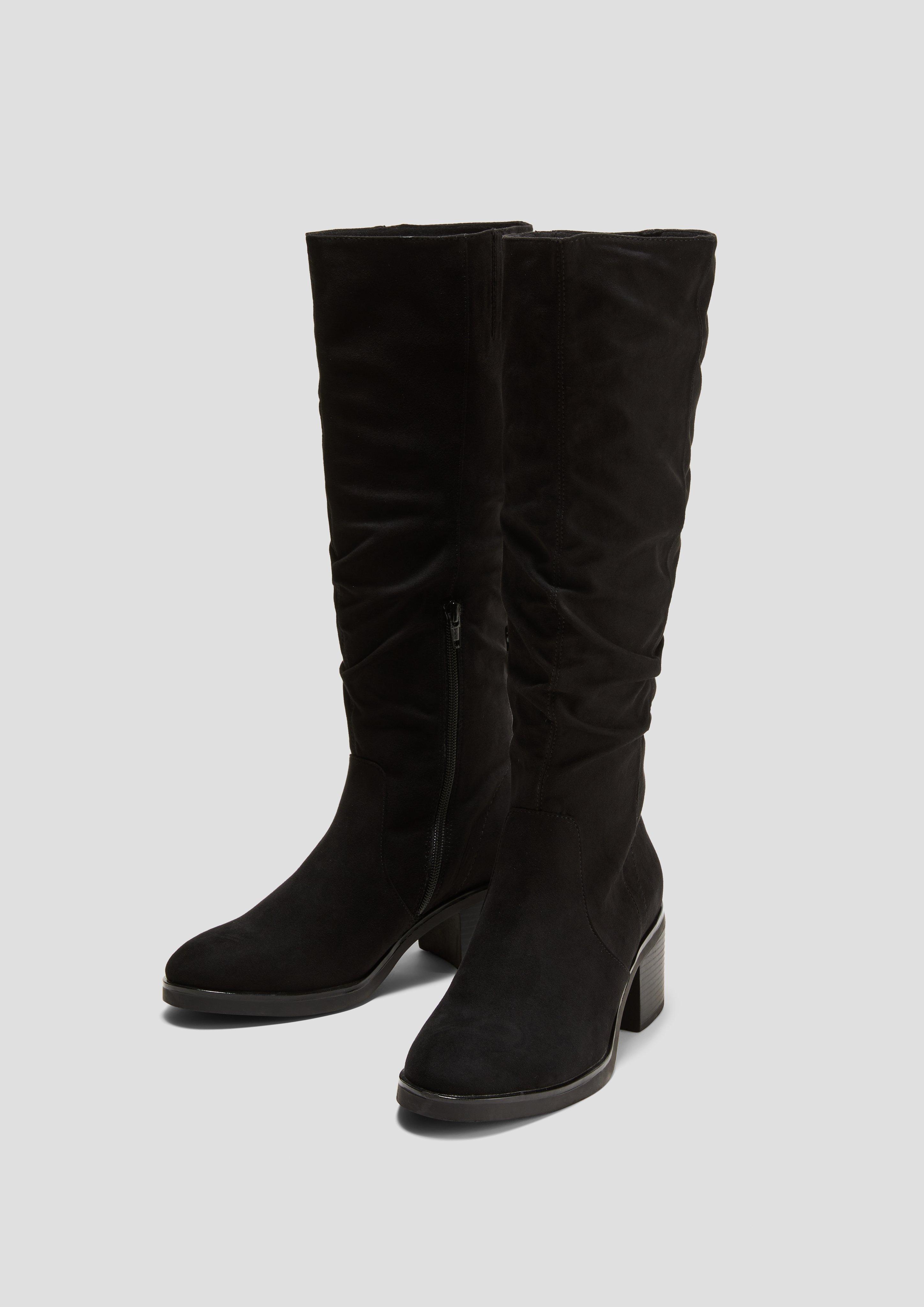 Langschaftstiefel in Veloursleder-Optik  6008565-001