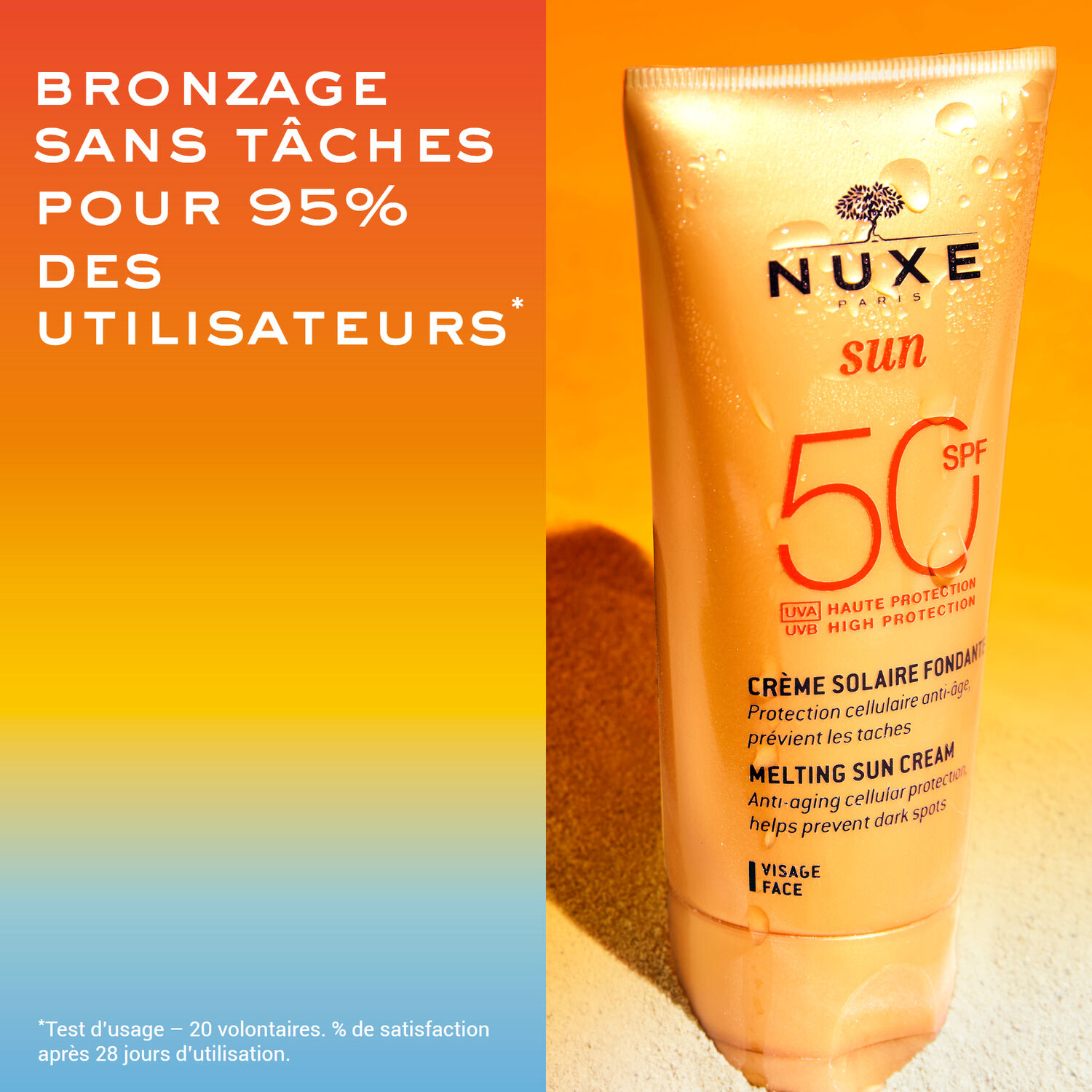 Nuxe Crème solaire visage fondante Haute Protection SPF50 Nuxe Sun - Tous types de peaux - 50ml