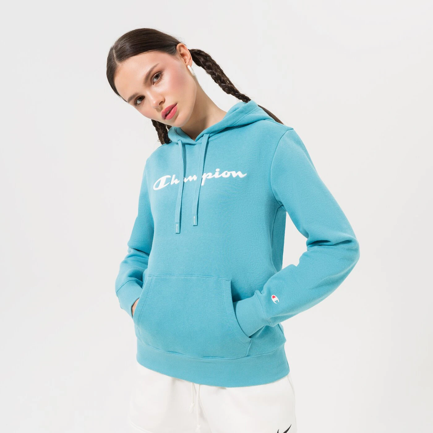 CHAMPION HOODIE HOODED SWEATSHIRT Blau