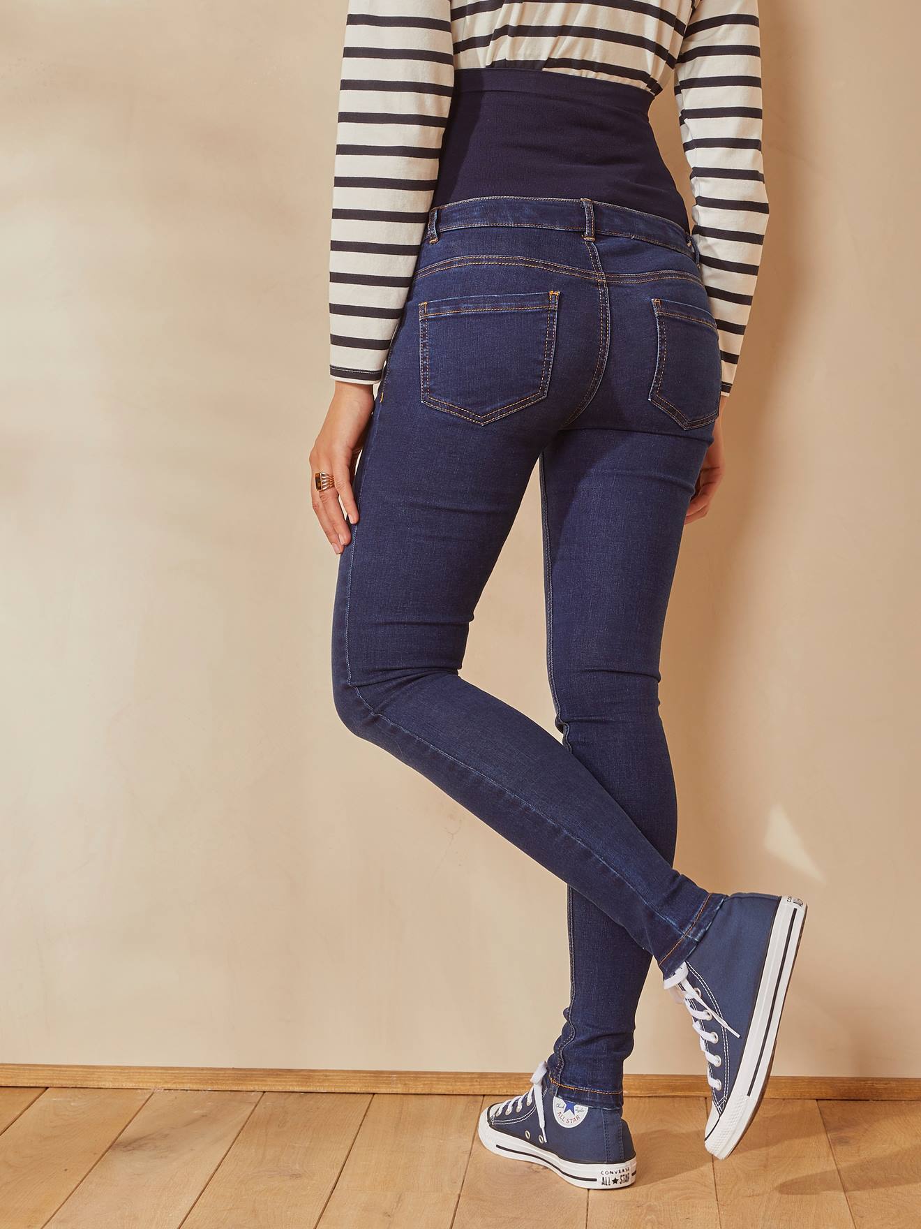 Jean skinny de grossesse bandeau sans couture gris/noir cf swatch