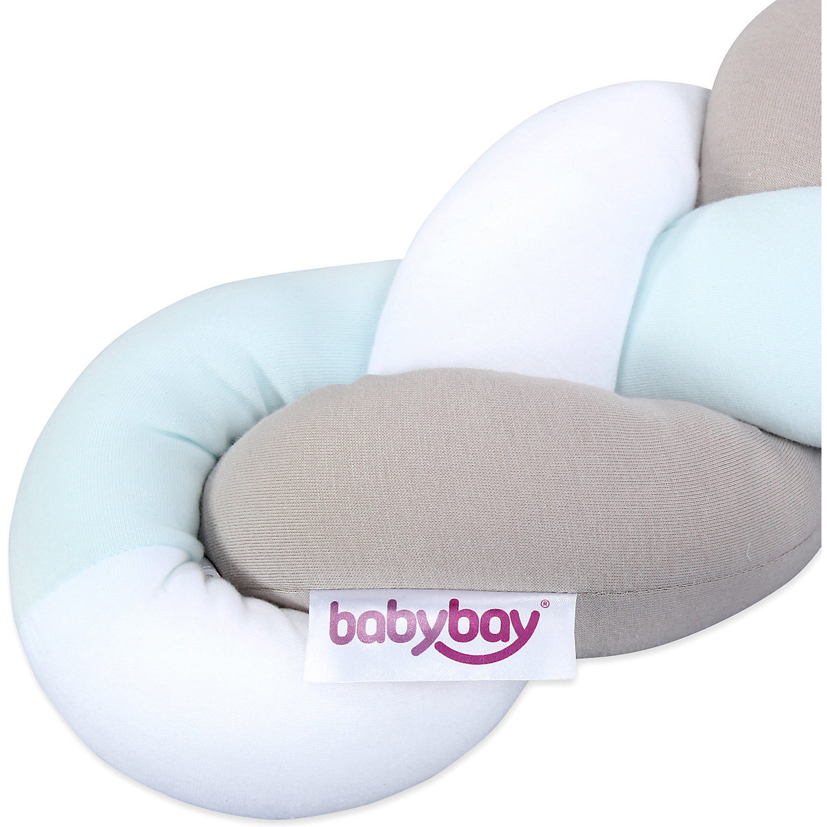 Nestchenschlange babybay, geflochten, weiß/aqua, 200 cm