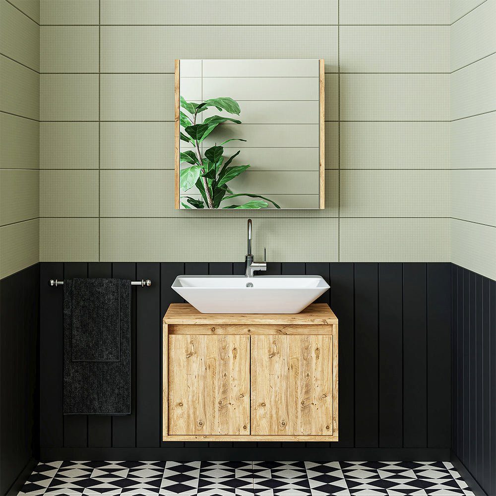 Roomart Badmöbel-Set, (Roomart Badezimmer Möbel Set ATLANTIC in 4 Farben 65 cm Badmöbel)