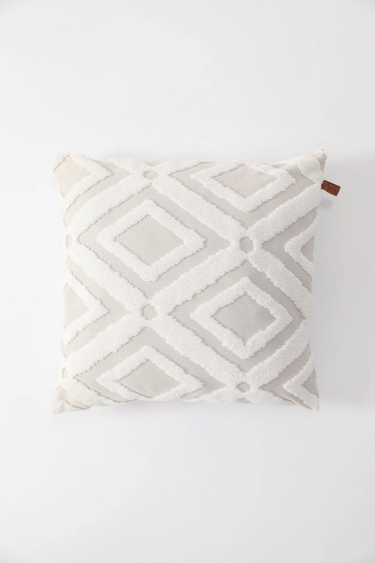FAVORA  Ethnisch gemusterter, spezieller Punch-Wurf-Kissenbezug, 42 x 42 cm, Creme