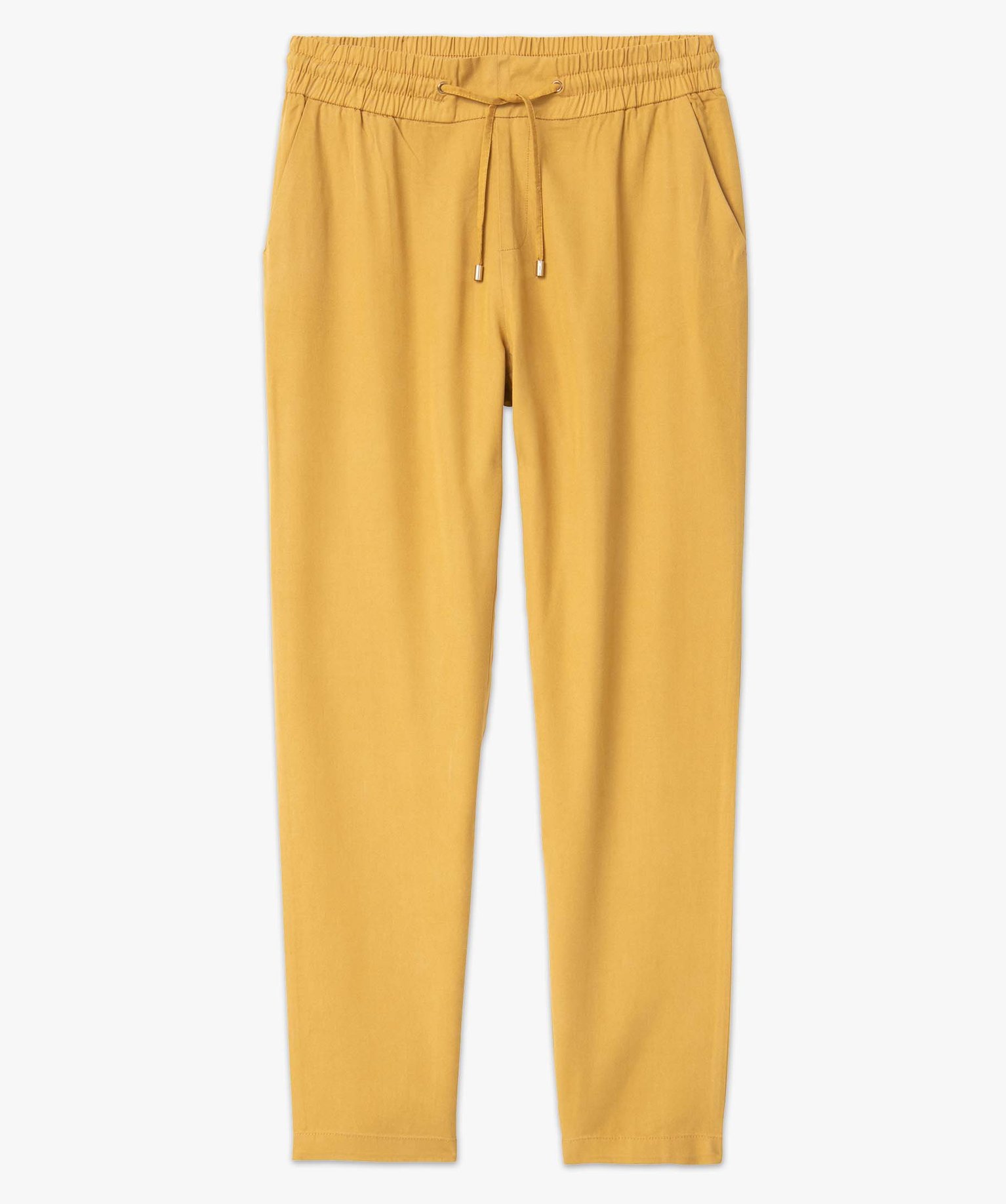 Pantalon femme en Lyocell forme carotte jaune | GEMO