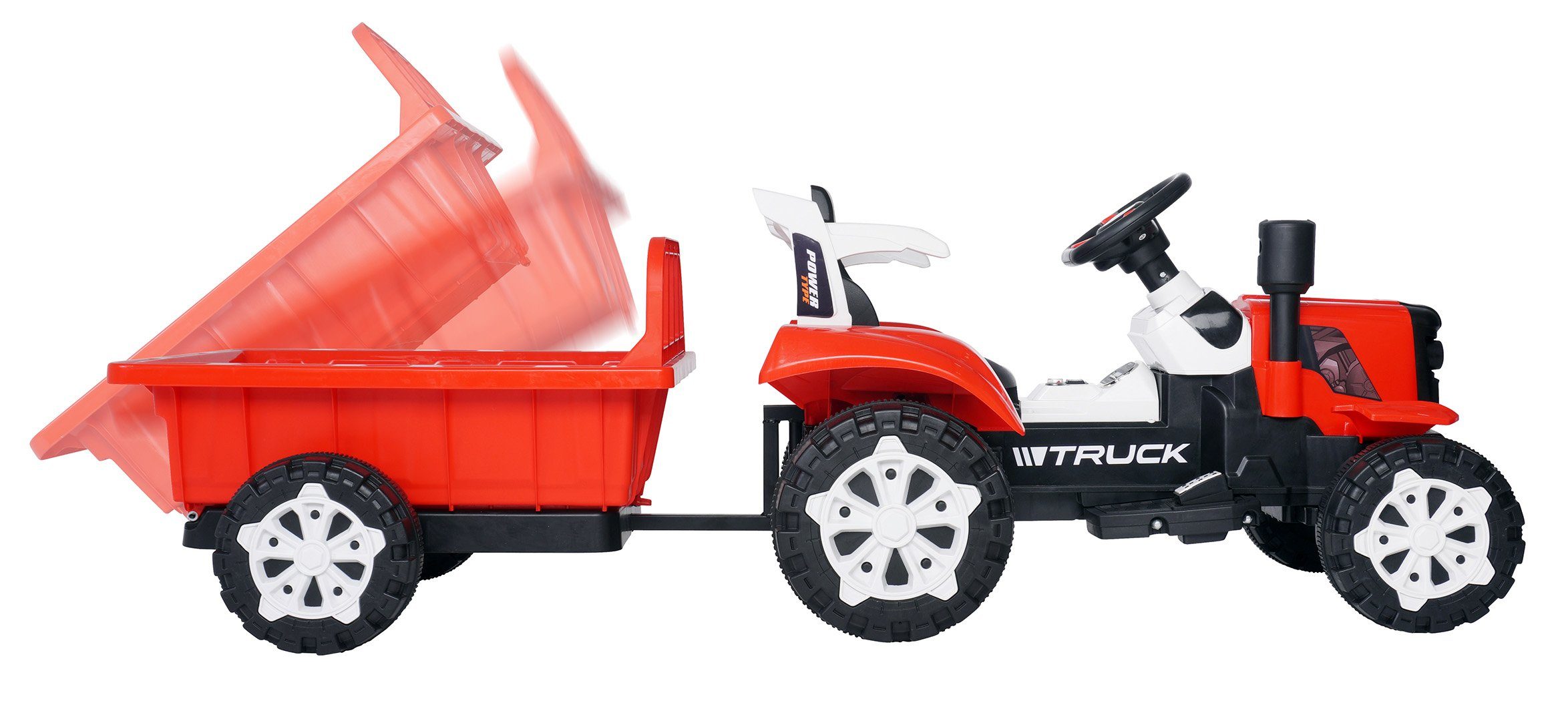 Actionbikes Motors electric children's tractor children's electric tractor with trailer vehicle incl. remote control, load capacity 30 kg, (2-part), 30 kg payload - automatic brake - 2x 6 V motor - from 3 years
