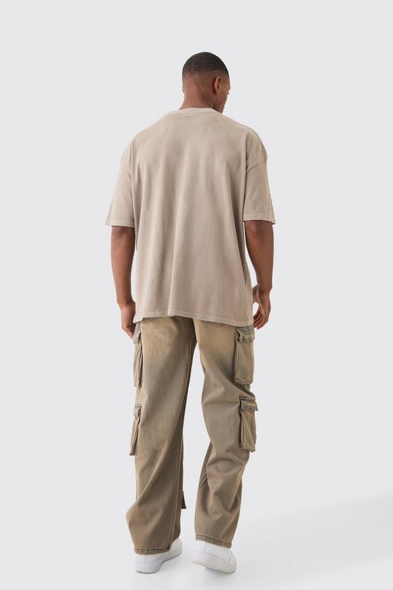Graue lockere Jeans mit Cargo-Taschen