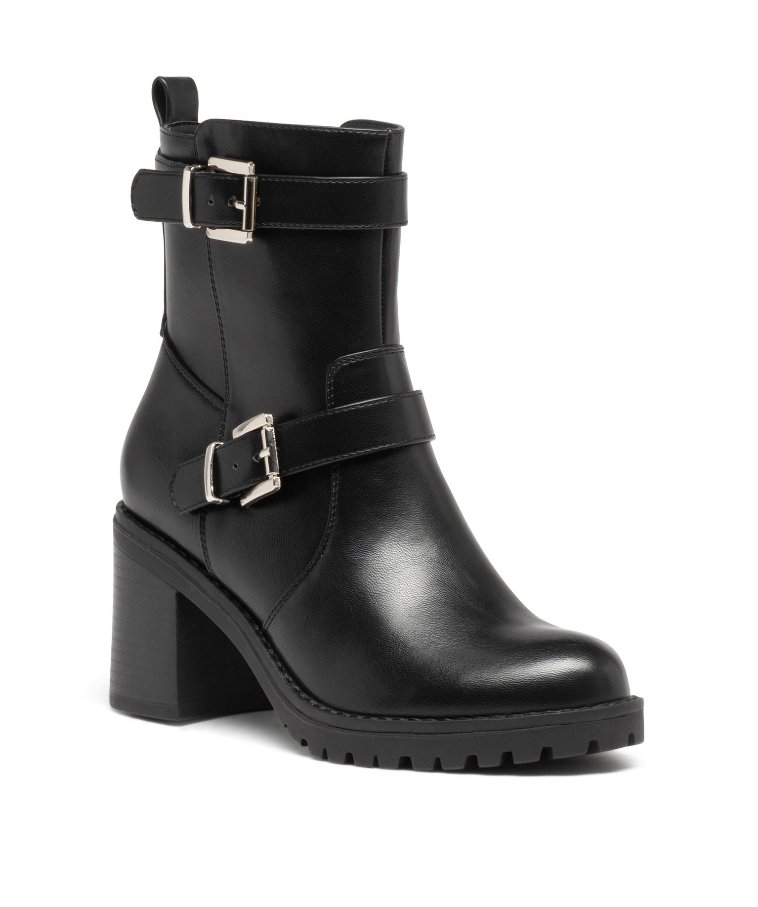 Boots à talon haut, semelle crantée et brides femme noir | GEMO