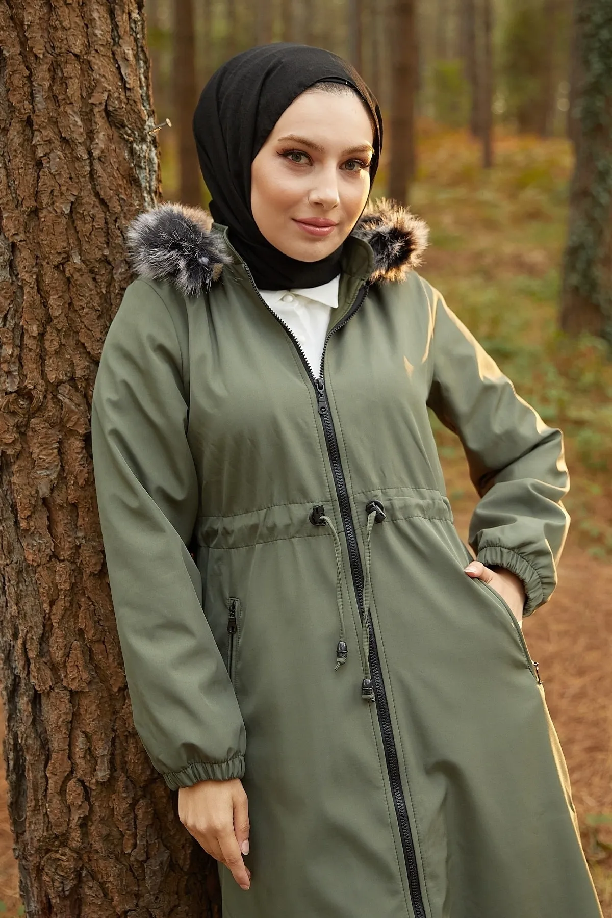 InStyle  4601 Regenmantel mit Fleece-Innenseite – Khaki