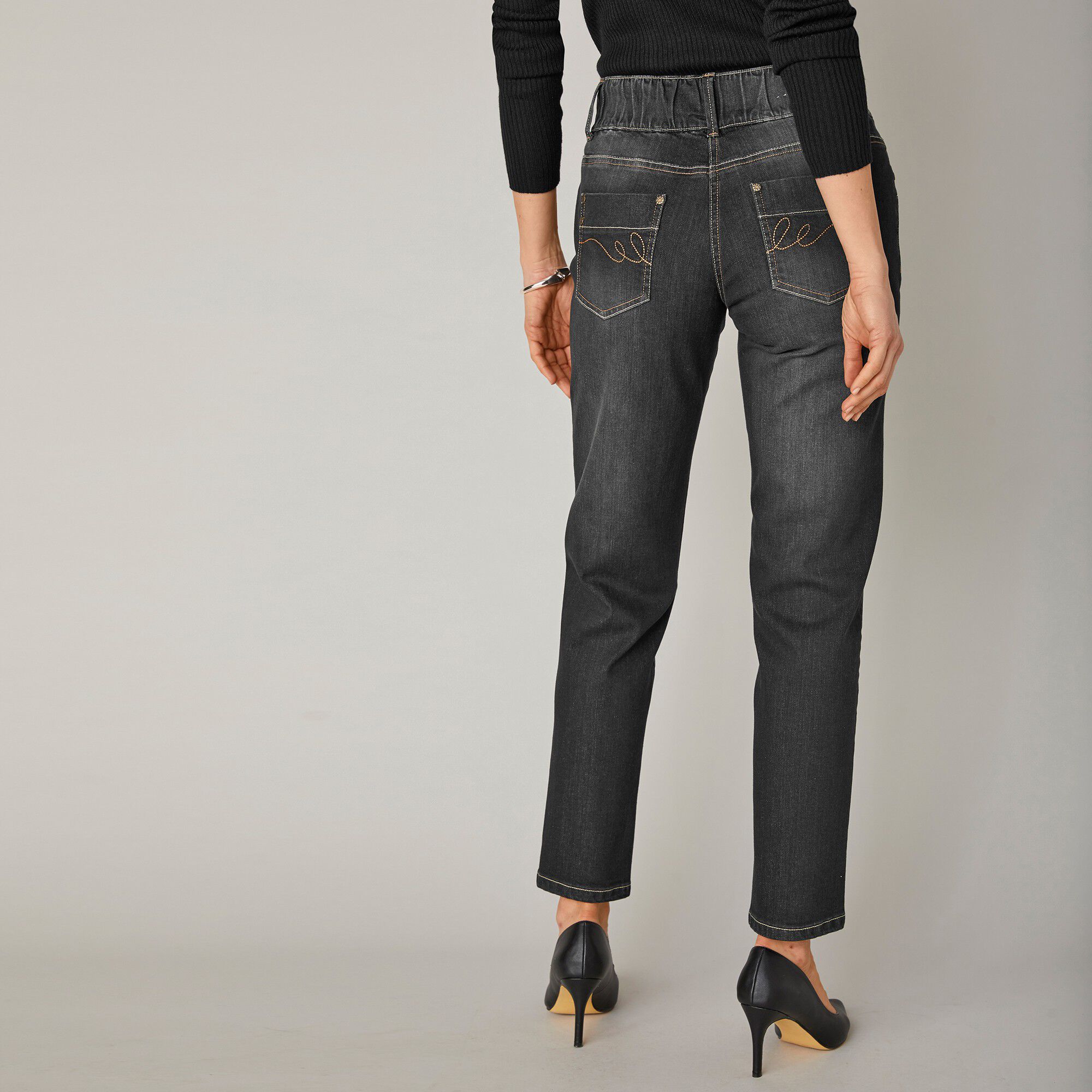 Jean mom taille élastiquée stretch