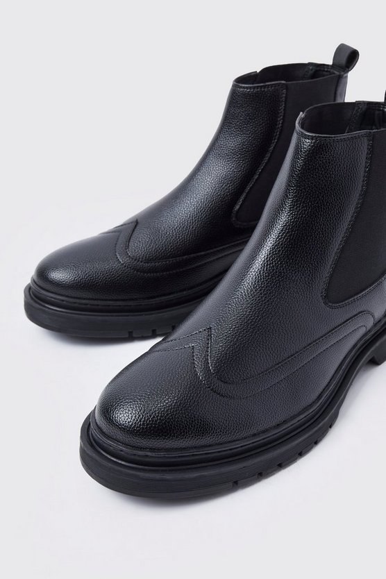 Kunstleder Chelsea-Stiefel mit dicker Sohle