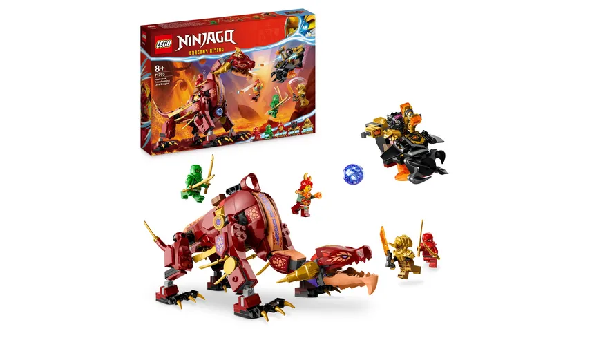 LEGO NINJAGO 71793 Wyldyres Lavadrache, Drachen-Spielzeug mit Figuren