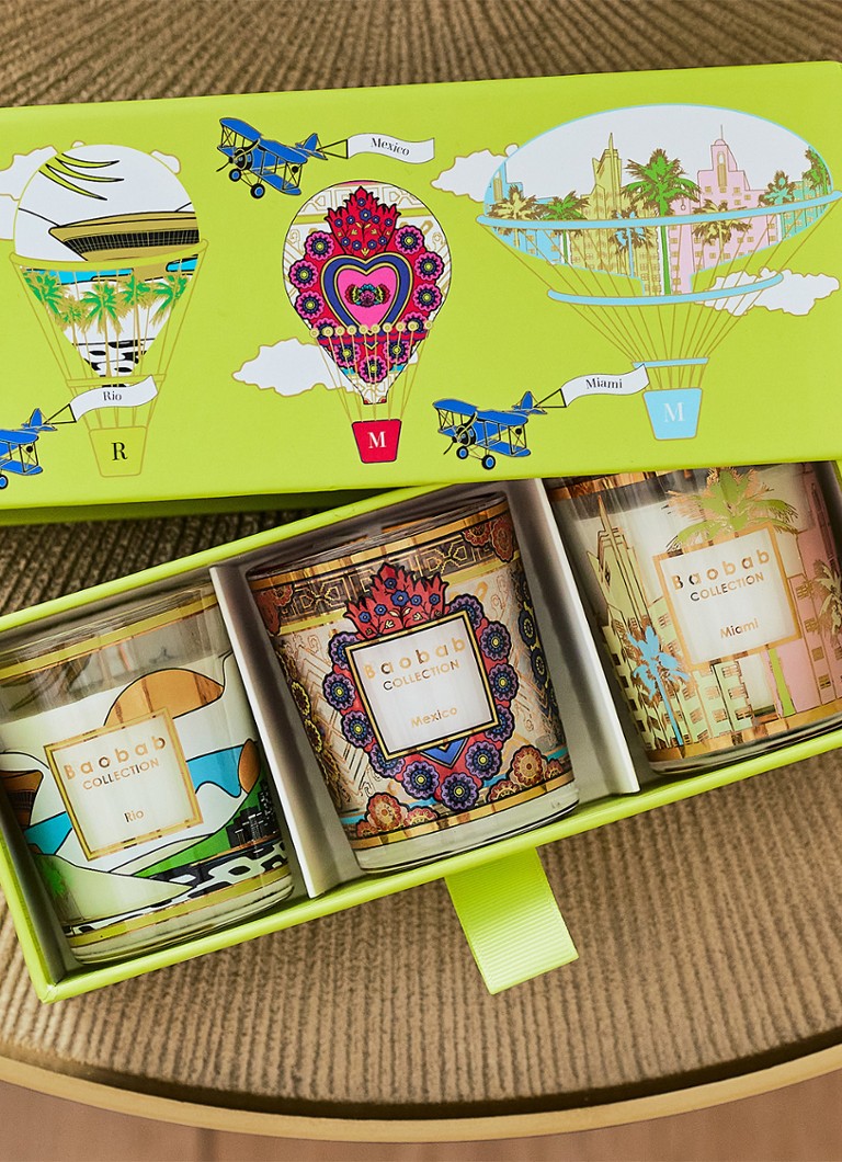 Coffret de 3 bougies parfumées de voyage Baobab Collection Trio