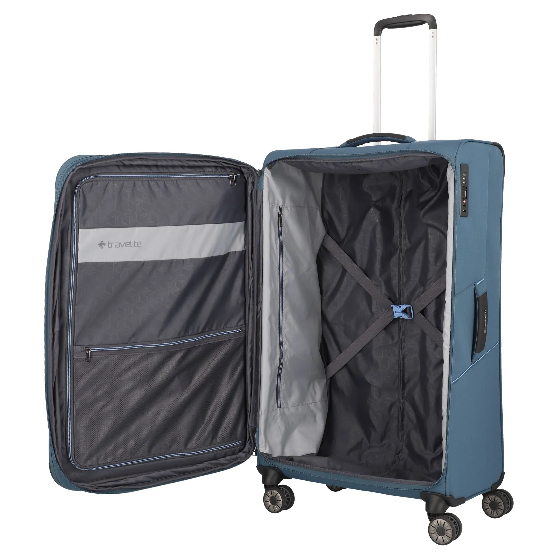 Travelite SKAII Kofferset 4 Rollen Größe L\/M\/S - Panoramablau