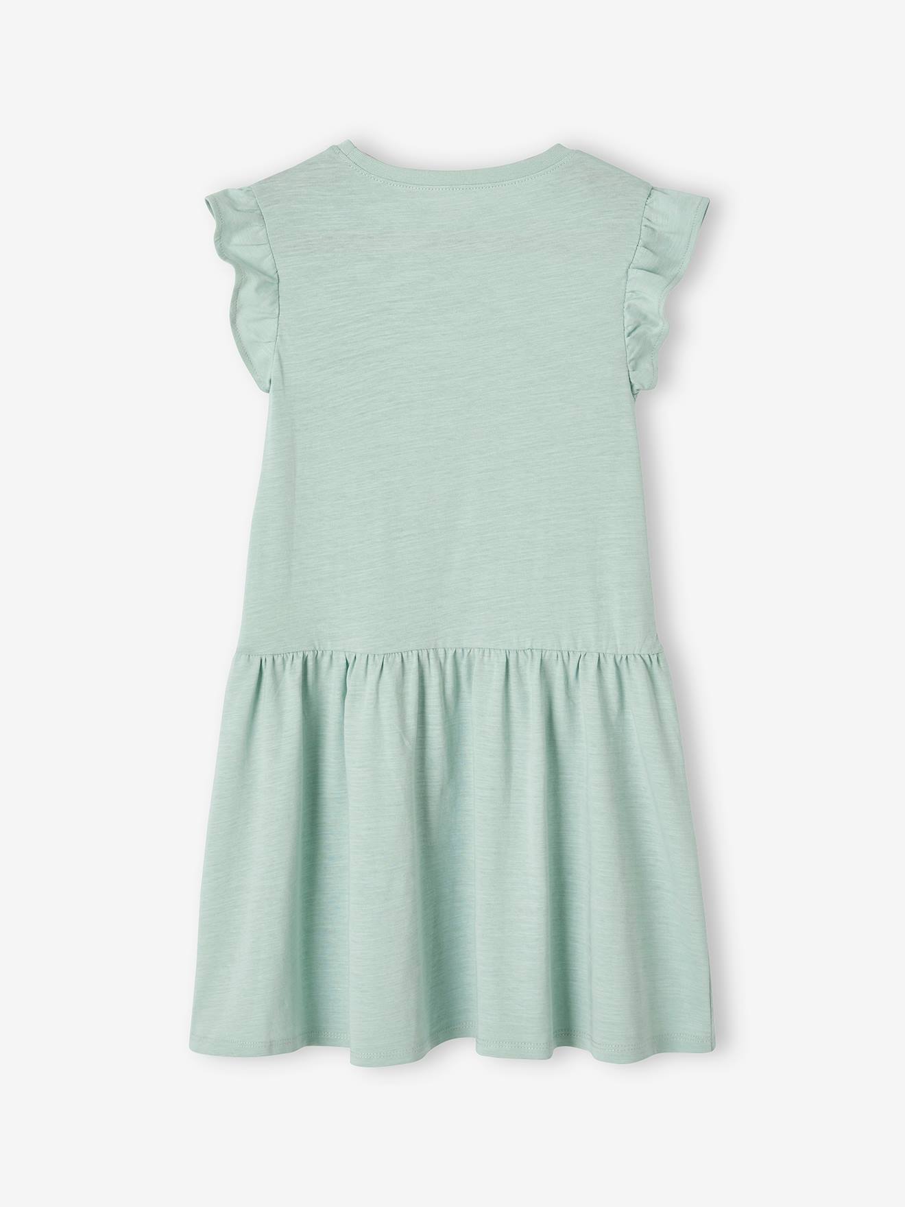Vertbaudet Mädchen Kleid mit Volantärmeln Basic Oeko-Tex - rot