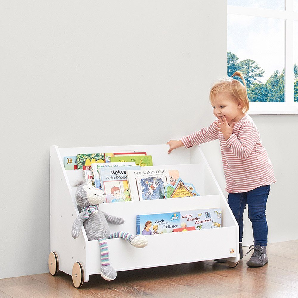 Lomadox Regal RIJEKA-134, Bücherregal Kinderzimmer in weiß edelmatt, B/H/T: 65/57/42 cm