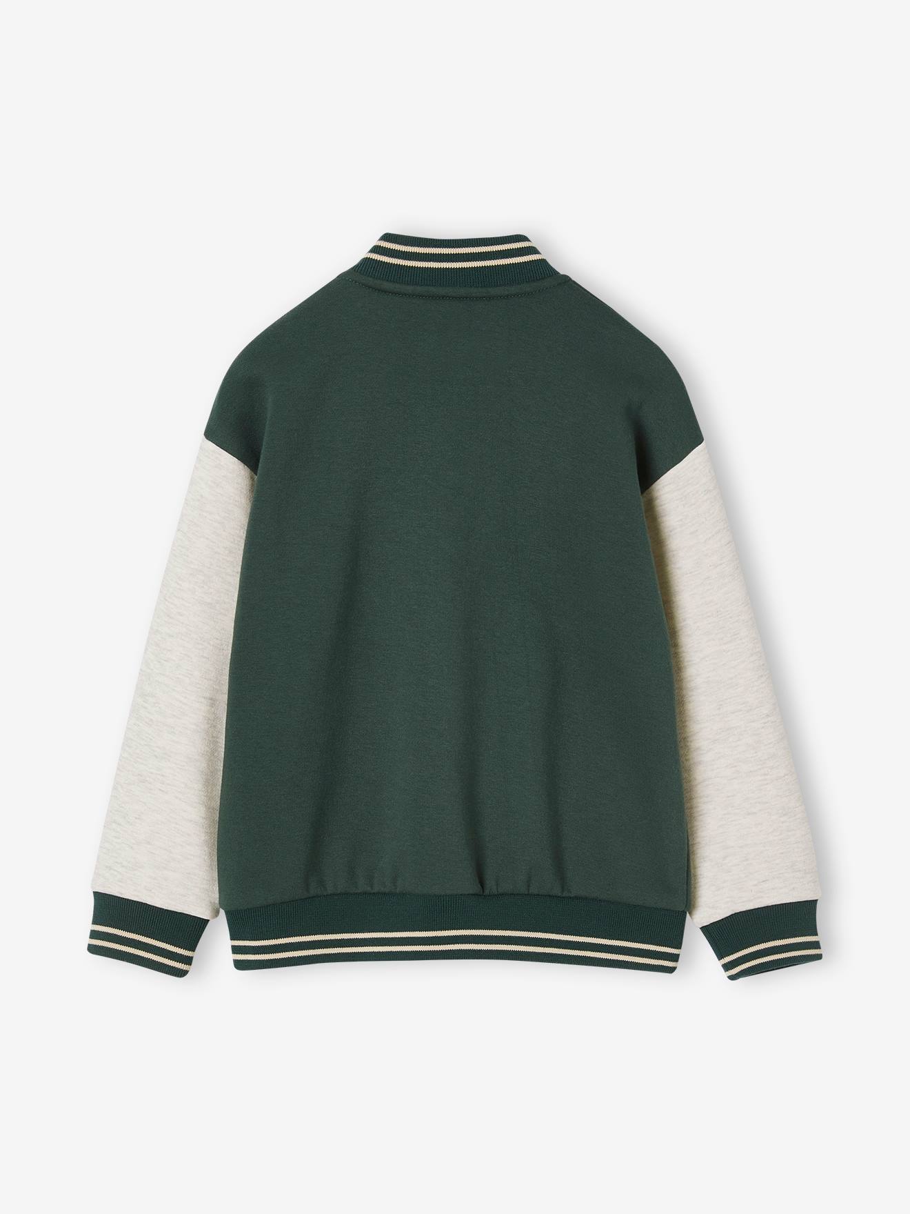 Vertbaudet Jungen College-Sweatjacke mit Aufnäher Oeko-Tex - tannengrün