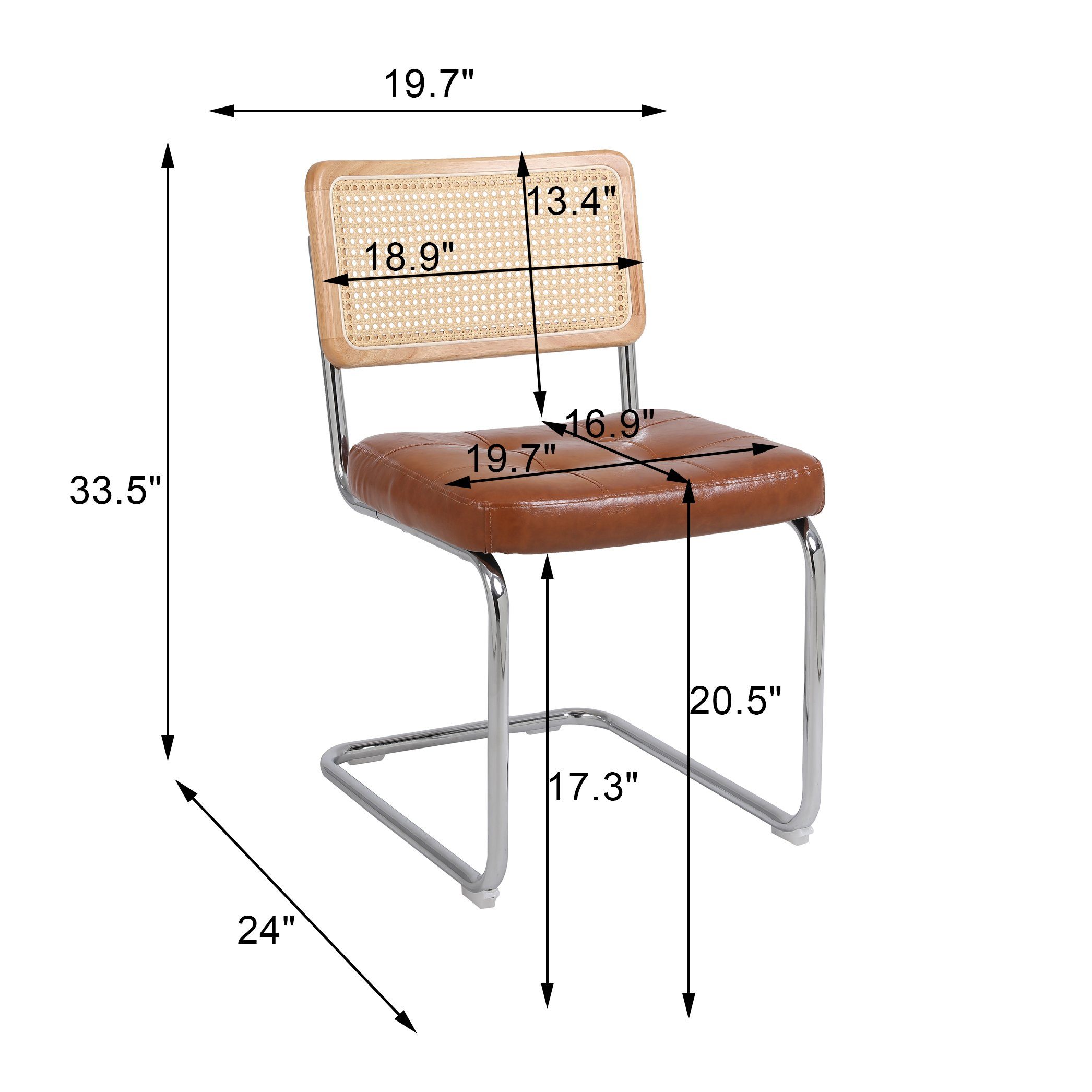 HAUSS SPLOE Esszimmerstuhl Esszimmerstühle 2er Set Sessel Rattan-Esszimmerstühle (Akzentstühle Rattan Esszimmerstühle Set von 2), gepolsterte getuftete Kunstleder, Mid-Century Moderne Esszimmerstühle